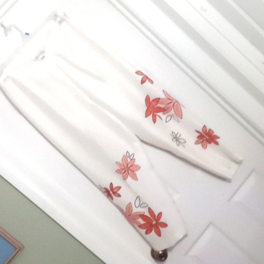 silk ankle pants VTG Embroidered 12
